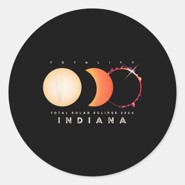 Adesivo Redondo Solar Eclipse 2024 Indiana Total Eclipse America G (Frente)