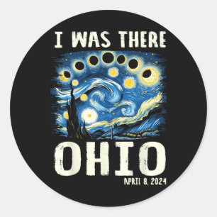 Adesivo Redondo Solar Eclipse 2024 Ohio - Pintura noturna estelar