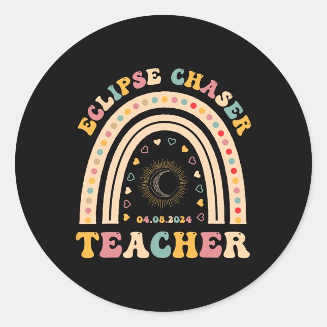 Adesivo Redondo Solar Eclipse Chaser 2024 de abril 8 Professor (Frente)