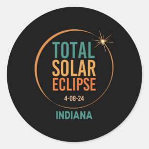 Adesivo Redondo Solar Eclipse Indiana abril 8 2024 Totalidade tota