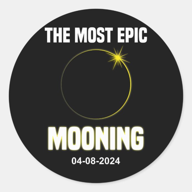 Adesivo Redondo Solar Eclipse Mooning Funny 04.08.2024 Eclipse (Frente)