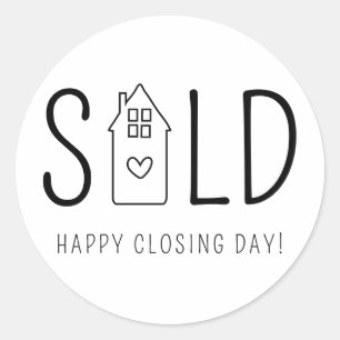 Adesivo Redondo Sold Happy Closure Day Real Estate Heart House
