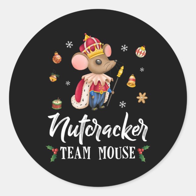 Adesivo Redondo Soldado da dança de Natal do Time Mouse Nutcracker (Frente)