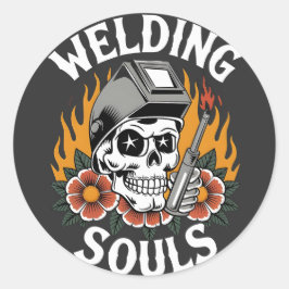 Adesivo Redondo soldadura que trabalha design- soldadura horror