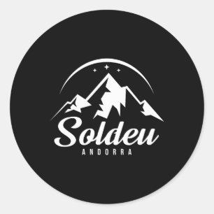 Adesivo Redondo Soldeu Andorra Ski Resort Skibose Snowboard