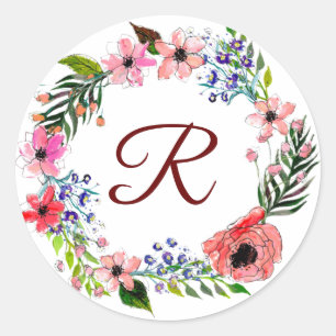 Adesivo Redondo Soleira da Flor do Monograma