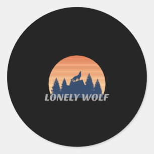 Adesivo Redondo Solitário Wolf Incrível Howling Fade Sunset Silh