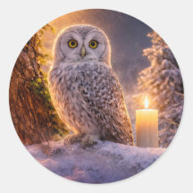 Solstício de Inverno Yule Coruja e Vela Neve