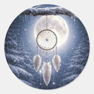 Adesivo Redondo Solstício de Inverno Yule Dreamcatcher de Neve Bon
