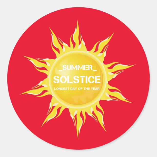 Adesivo Redondo Solstício vermelho do verão o dia mais longo do an (Frente)