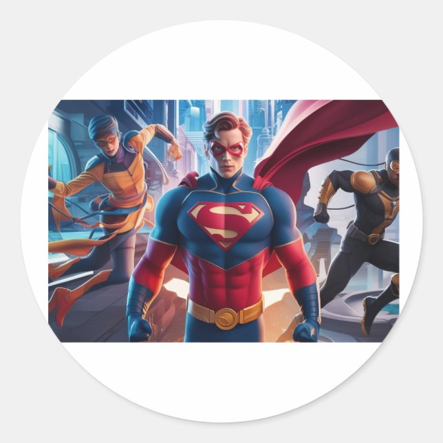 Adesivo Redondo Solte Seu Super Herói Interior! 💥 #SuperHero #Pow (Frente)