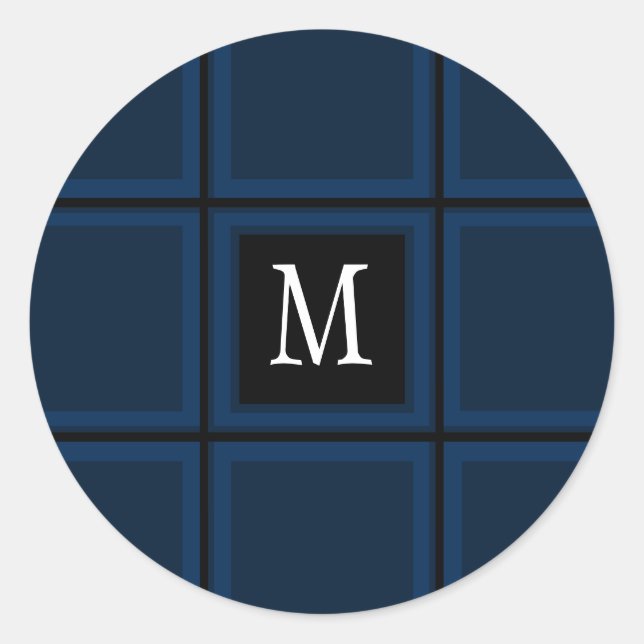 Adesivo Redondo Solteiro Azul Marinho Escuro  Personalizado com Fa (Frente)