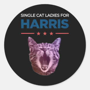 Adesivo Redondo Solteiro Gata Senhoras Para Harris 2024 Política
