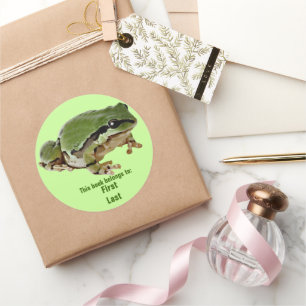 Adesivo Redondo Solteiro Verde Sapo Em Repouso Fotografia Personal