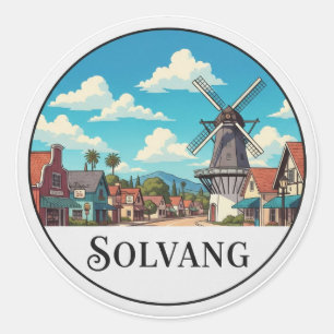 Adesivo Redondo Solvang Califórnia Antiga