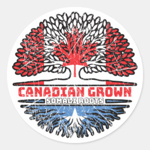 Adesivo Redondo Somália Somali Canada Tree Roots Flag