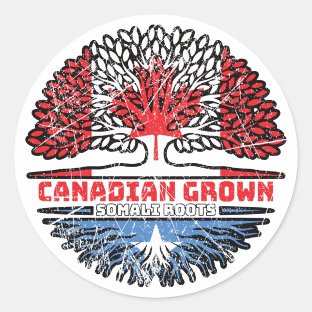 Adesivo Redondo Somália Somali Canada Tree Roots Flag (Frente)