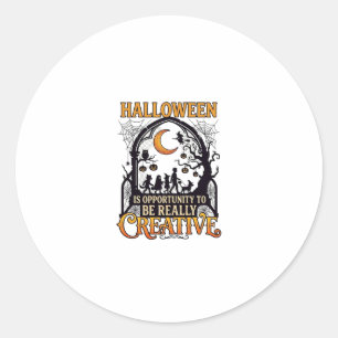 Adesivo Redondo Sombra Criativa de Crianças de Halloween Lua Cresc