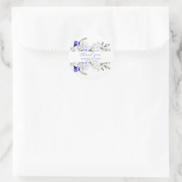 Adesivo Redondo Sombra de Casamento Floral Real Azul De Marfim