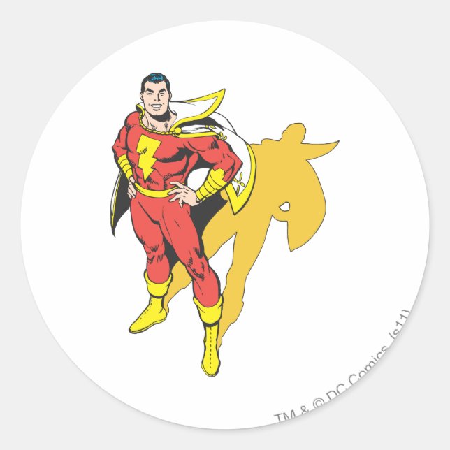 Adesivo Redondo Sombra do SHAZAM (Frente)
