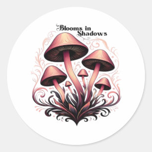 Adesivo Redondo Sombras de Sangue - Whimsigoth Mushroom Art Pastel