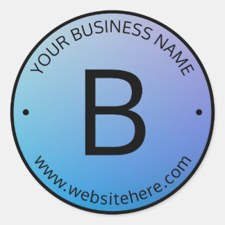 Adesivo Redondo Sombreado Azul e Roxo com Texto Editável