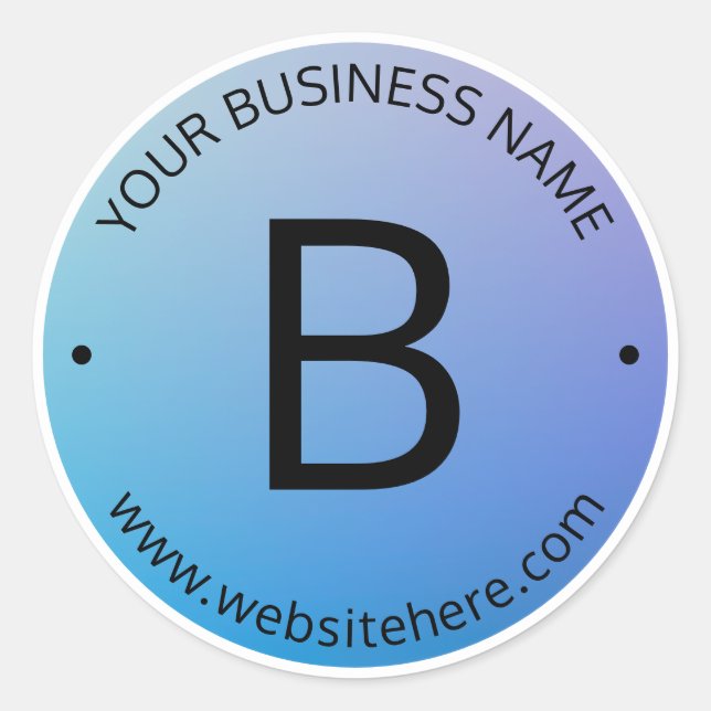 Adesivo Redondo Sombreado Azul e Roxo com Texto Editável (Frente)