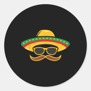 Adesivo Redondo Sombrero Face Cinco De Mayo Garotos Mexicanos Fies