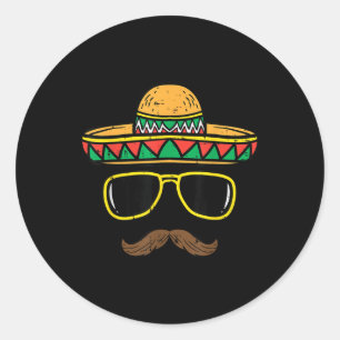 Adesivo Redondo Sombrero Face Cinco De Mayo Partido Fiesta Mexican