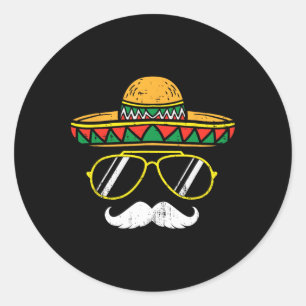 Adesivo Redondo Sombrero Face Cinco De Mayo Partido Fiesta Mexican
