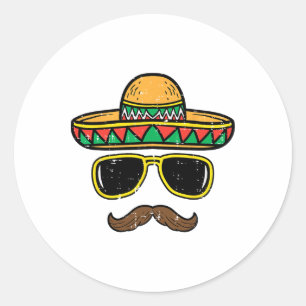 Adesivo Redondo Sombrero Face Cinco De Mayo Partido Fiesta Mexican