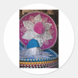 Adesivo Redondo Sombreros azuis e cor-de-rosa