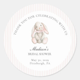 Adesivo Redondo Some Bunny Sweet Pink Baby Shower 