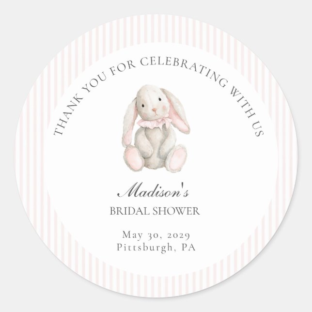 Adesivo Redondo Some Bunny Sweet Pink Baby Shower  (Frente)