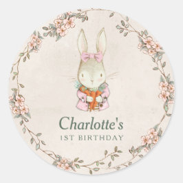 Adesivo Redondo Somebunny is Turning One Birthday Favor Stickers
