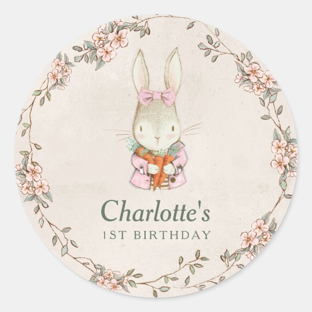 Adesivo Redondo Somebunny is Turning One Birthday Favor Stickers (Frente)