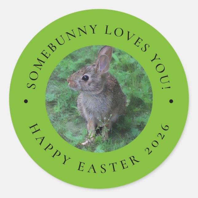 Adesivo Redondo SomeBunny Loves You Valentine's Day Easter Sticker (Frente)