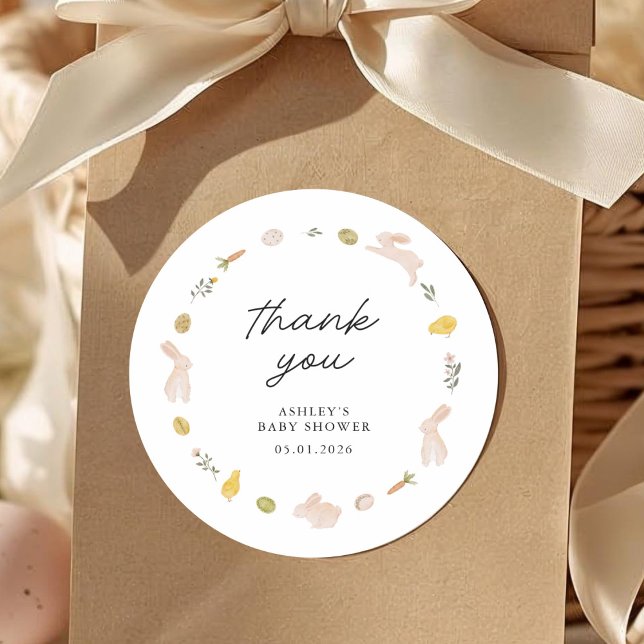 Adesivo Redondo Somebunny Spring Easter Baby Shower Thank You (Criador carregado)