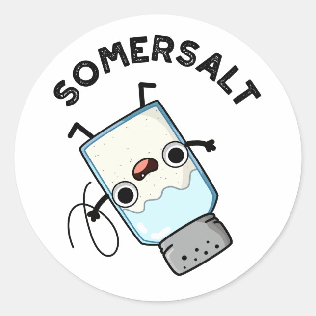 Adesivo Redondo Somersal Funny Somersault Salt Pun (Frente)