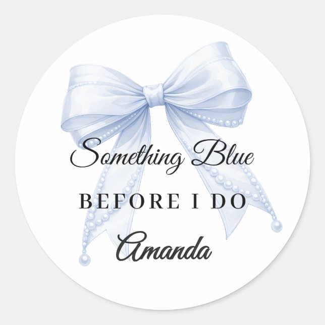 Adesivo Redondo Something blue bow Bridal Showe (Frente)