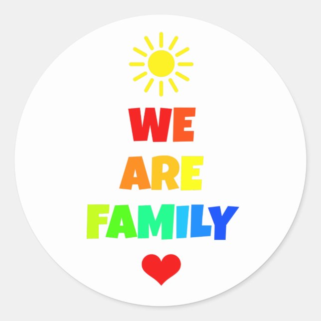 Adesivo Redondo Somos a família Rainbow Sunshine Adotion Design (Frente)