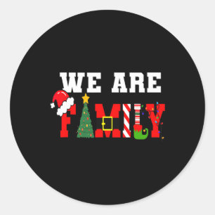 Adesivo Redondo Somos Família Pijamas de Natal Divertidos de Natal