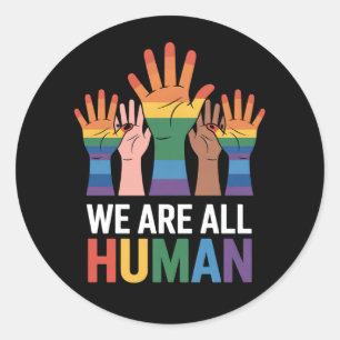 Adesivo Redondo Somos Todos Humanos, Gritos LGBTQ LGBT, Levantando