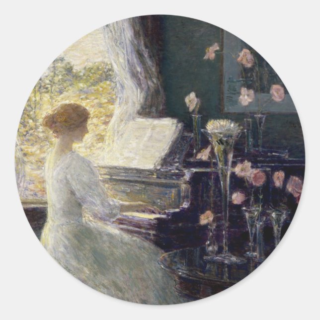 Adesivo Redondo Sonata de Frederick Childe Hassam (Frente)