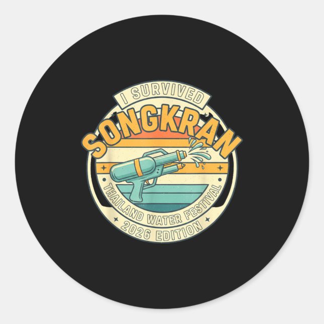 Adesivo Redondo Songkran 2026 Survivor Funny Thai New Year  (Frente)