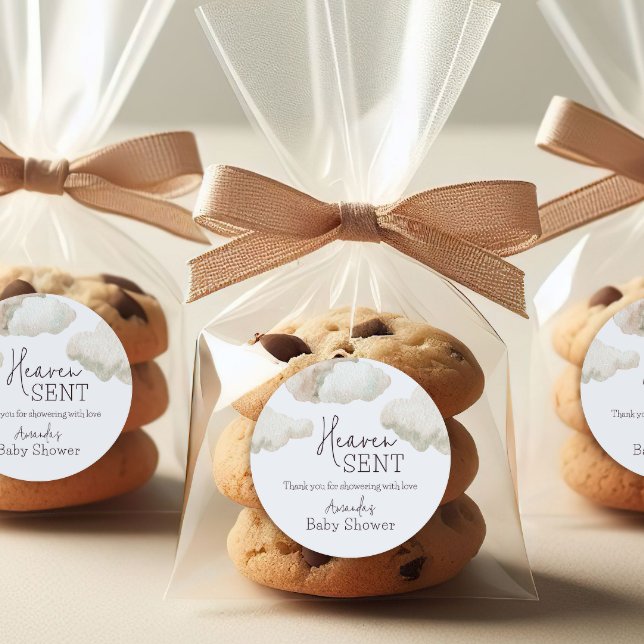 Adesivo Redondo Sonhador Céu Enviado Chá de fraldas Azul (Criador carregado)