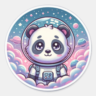 Adesivo Redondo Sonhador Cósmico De Panda, Mestre Da Zen Espacial