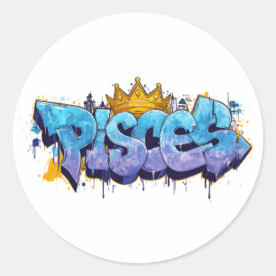 Adesivo Redondo Sonhadores Peixes Grafite Zodiac Escova com Coroa