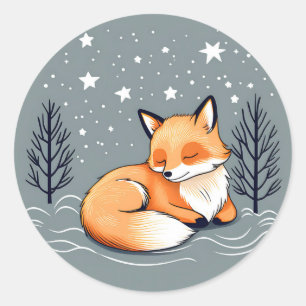 Adesivo Redondo Sonhando Fox Night Sky