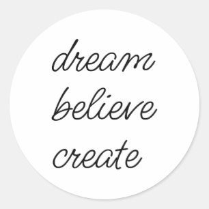 Adesivo Redondo Sonhe, Acredite, Crie, Inspire, Sorria, Imagine